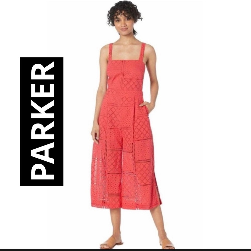 Parker Eyelet Jumpsuit Coral